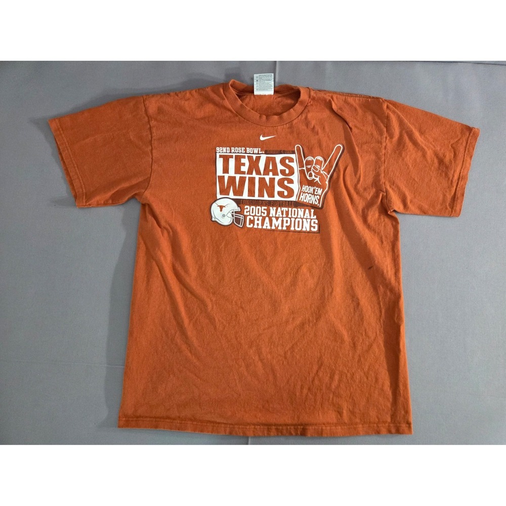 Vintage Nike Shirt Mens Large Burnt Orange Texas Longhorn NCAA UT 2005 Champions